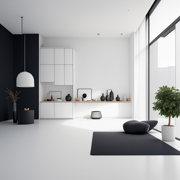 Design d'intérieur minimal moderne rendu en 3D