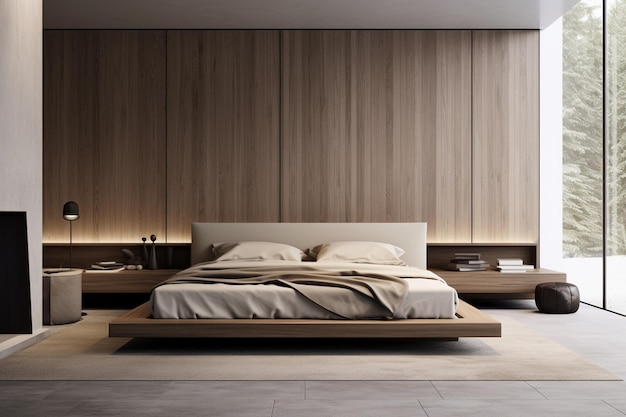 Design d'intérieur minimaliste de la chambre à coucher