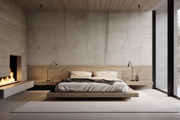 Design d'intérieur minimaliste de la chambre à coucher