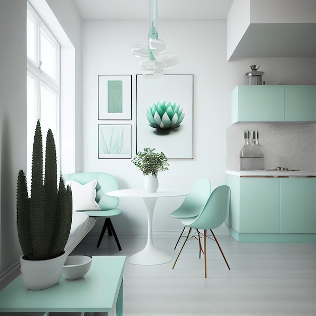 Design d'intérieur minimaliste menthe IA générative