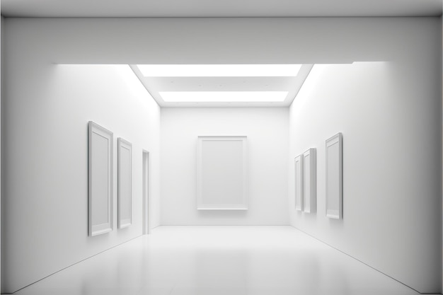 Design d'intérieur minimaliste avec une salle de musée blanche et unie