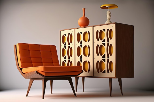 Design d'intérieur moderne du milieu du siècle Concept de mobilier élégant Generative AI