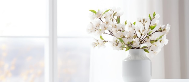 Design d'intérieur moderne avec des fleurs blanches dans un vase sur un fond clair à la maison