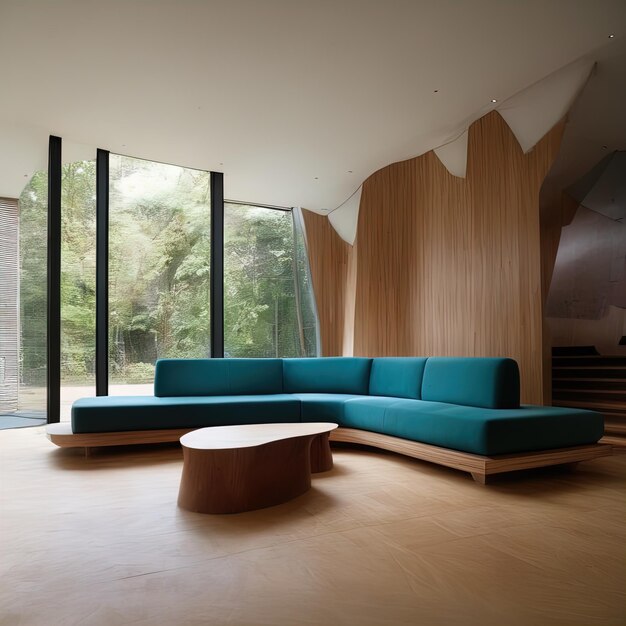 design d'intérieur moderne rendu 3 dsalle vide avec parquet et chaises