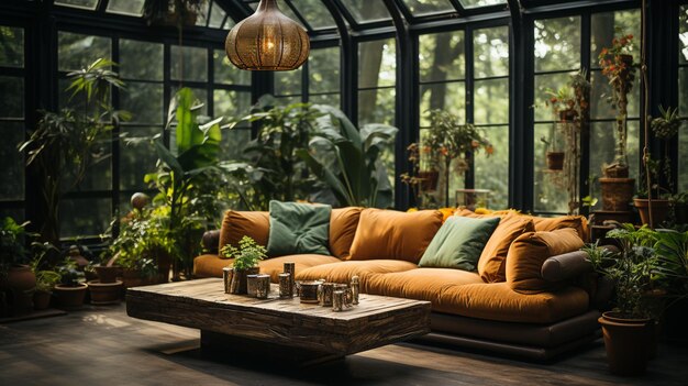 design d'intérieur moderne salon confortable avec canapé
