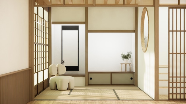 Design intérieur de la pièce Nihon avec papier de porte et pièce murale de style japonais