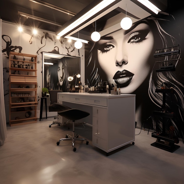 Design d'intérieur professionnel d'un studio de maquillage moderne