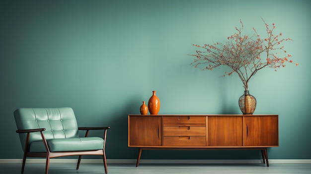 design d'intérieur rétro scandinave dans des couleurs vives et vintage