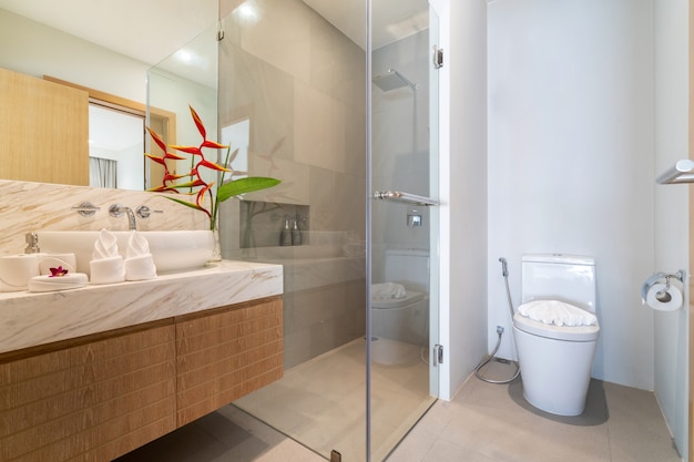 Design d'intérieur de salle de bain dans villa de luxe