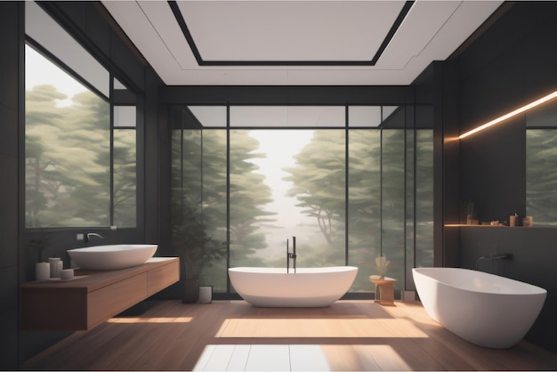 Design d'intérieur de salle de bain avec IA générative