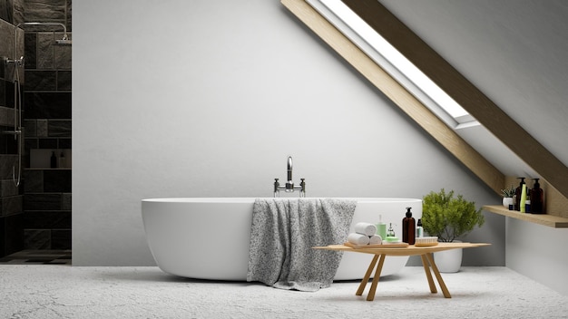 Design d'intérieur de salle de bain moderne et élégant avec baignoire moderne