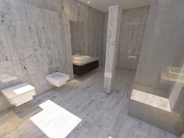 design d'intérieur de salle de bain moderne unique inspiration de rendu 3d