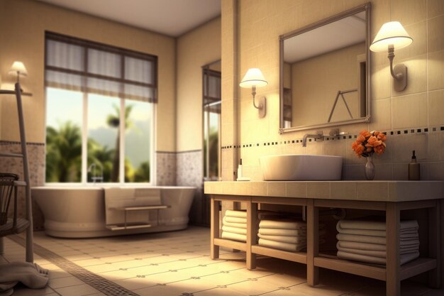Design d'intérieur de salle de bain réaliste Generative AI