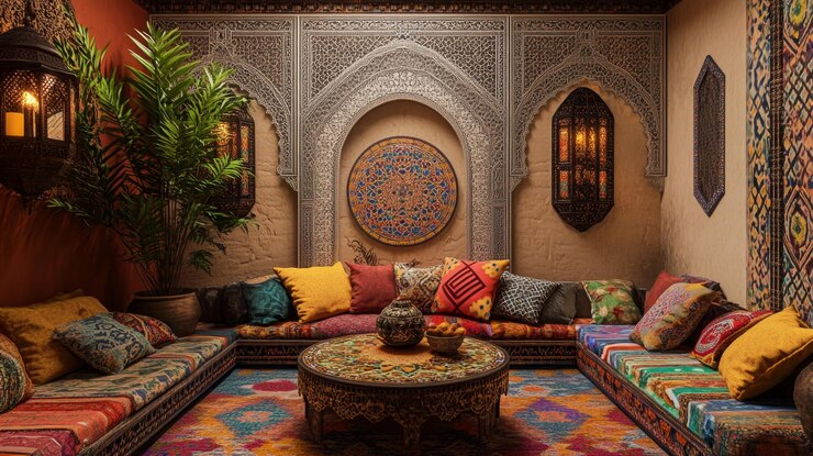 Photo design d'intérieur de salon inspiré du maroc