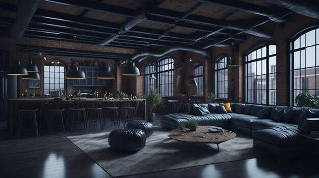 Design d'intérieur de salon loft