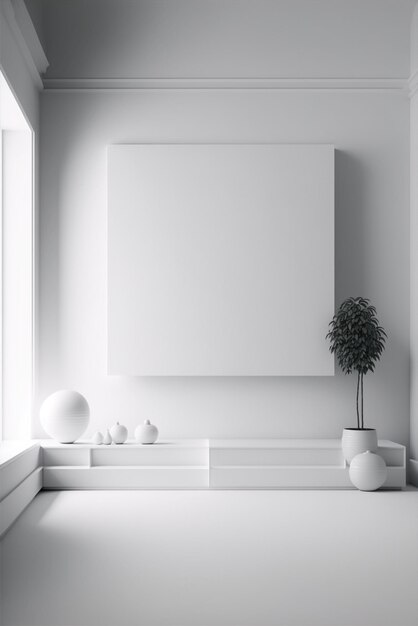 Design d'intérieur de salon minimaliste blanc génératif ai