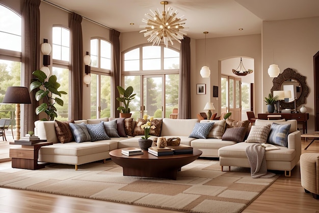 Design d'intérieur de salon moderne avec des meubles modernes
