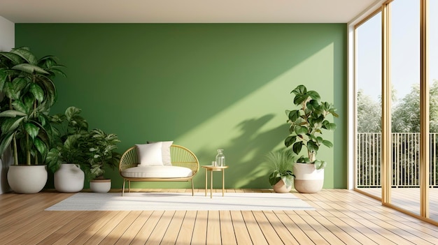 Design d'intérieur de salon vide avec canapé et plantes Generative AI