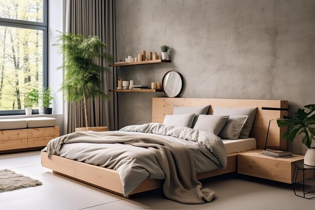 Design d'intérieur scandinave chambre à coucher moderne