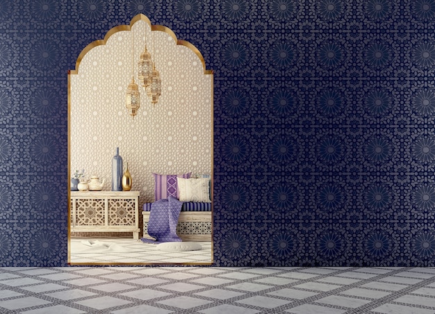 Design d'intérieur de style islamique avec arc et motif arabe