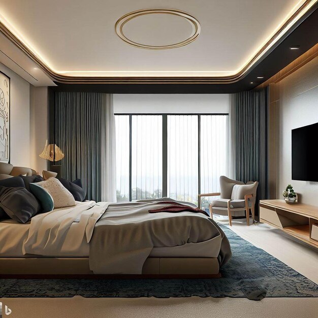 design d'intérieurchambre moderne luxe chambre 3d chambre de luxe abstrait métallique