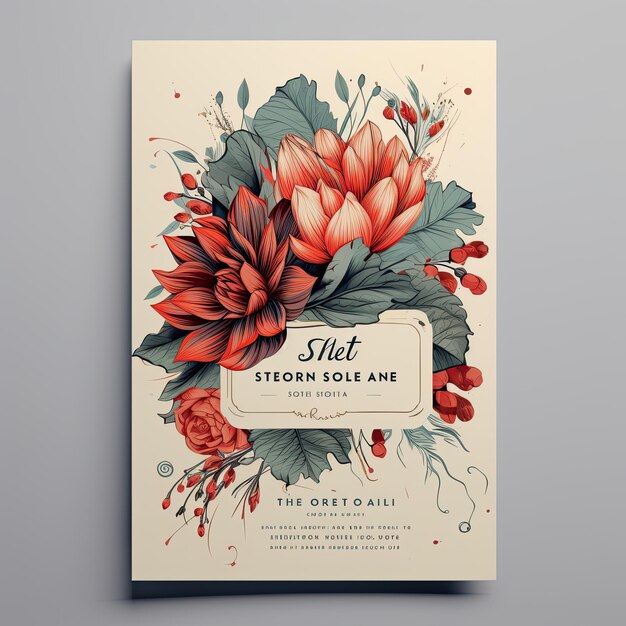 Photo design d'invitation de mariage floral à l'aquarelle