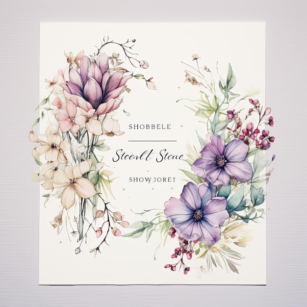 Design d'invitation de mariage floral à l'aquarelle