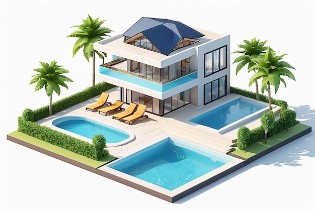 Photo design de maison de luxe avec piscine