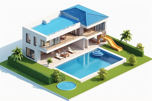 Photo design de maison de luxe avec piscine