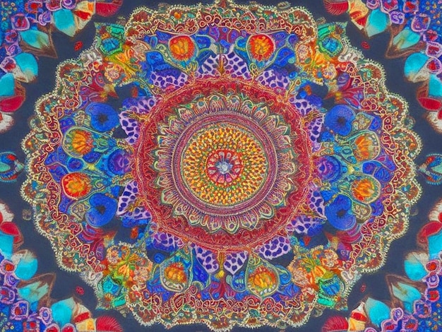 un design de mandala coloré complexe et hypnotisant avec des motifs et des couleurs complexes
