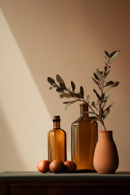 Design minimaliste dans des couleurs brunes terreuses naturelles Vie morte art moderne concept de design abstrait