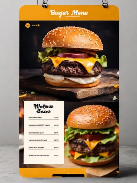 Photo design de modèle de bannière alimentaire pour les médias sociaux ou la web bannière de promotion alimentaire pour les médias sociaux, illustration vectorielle de la bannière burger