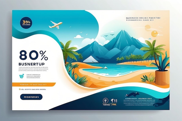 Photo design de modèle de bannière web de promotion d'affaires de voyage pour les médias sociaux tourisme de voyage ou tour de vacances d'été flyer de marketing en ligne