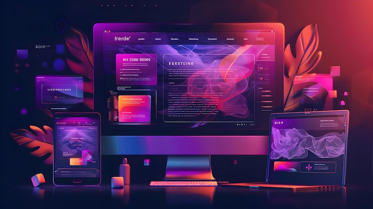 Photo design de modèle de site web à la mode avec des éléments d'interface