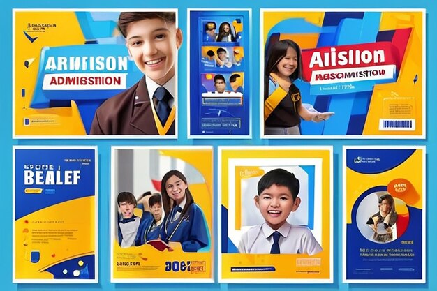 Photo design de modèle vectoriel de poste sur les médias sociaux et de bannière d'admission pour l'admission à l'école