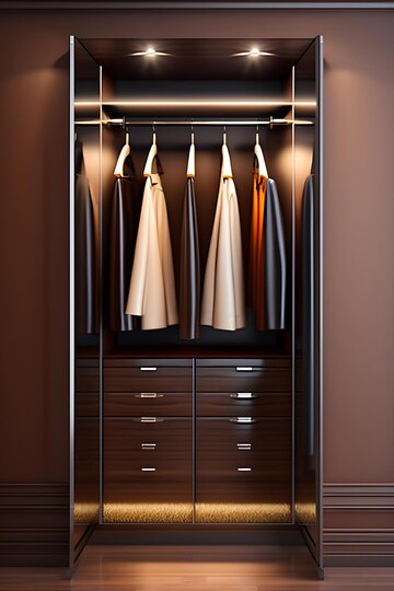 Design Moderne De Luxe De Dressing Avec Armoire En Bois à Cadre En Acier  Inoxydable, Lumière Cachée Et Verre