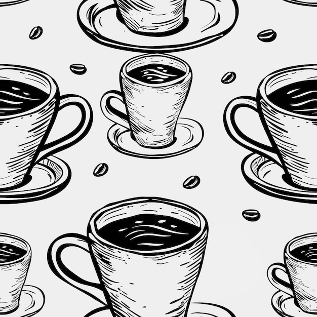 Design de motifs de café pour l'arrière-plan des médias sociaux, de l'industrie de l'emballage et des médias numériques