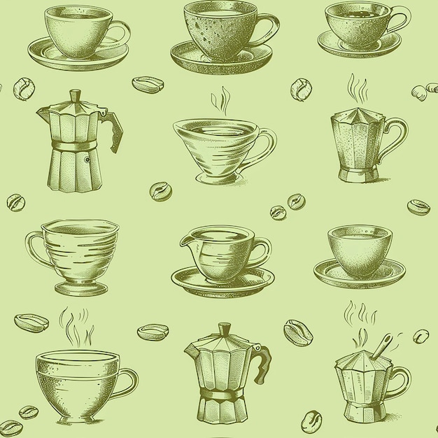 Design de motifs de café pour l'arrière-plan des médias sociaux, de l'industrie de l'emballage et des médias numériques