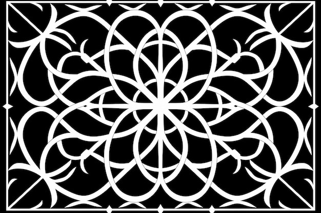 Un design noir et blanc avec un motif circulaire au milieu.