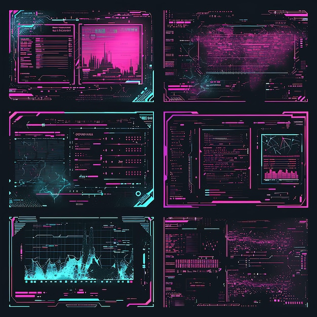 Design de panneau d'annuaire de marché noir cyberpunk coloré avec une illustration défectueuse