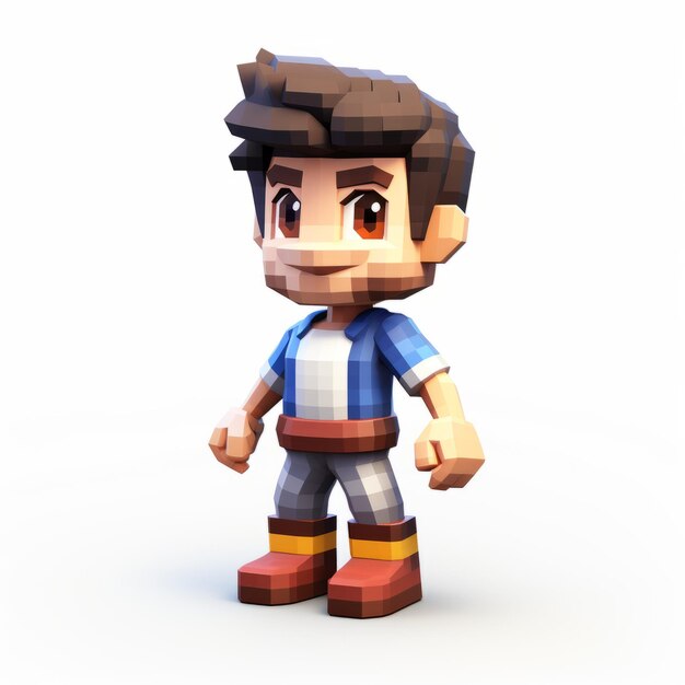 Design de personnages de dessins animés pixelés en 3D Elijah 8 Bit Style