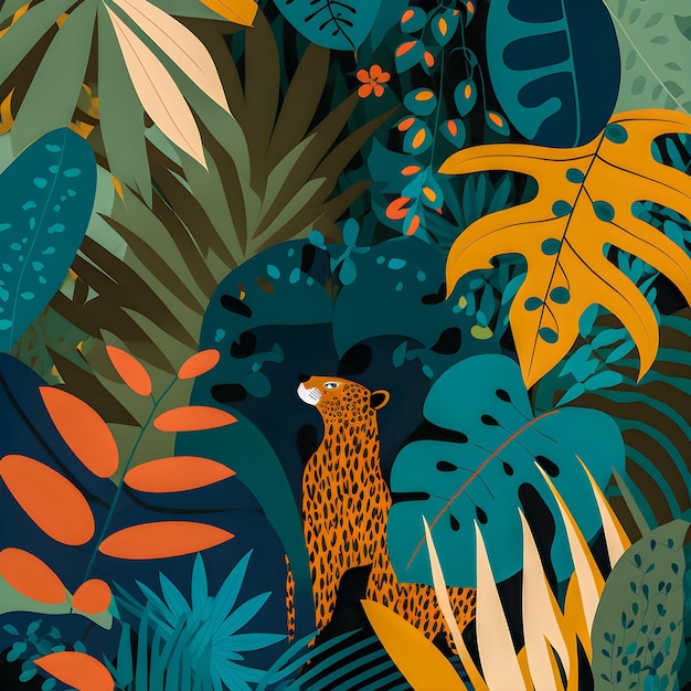 Design plat d'illustration de modèle d'animaux de la jungle