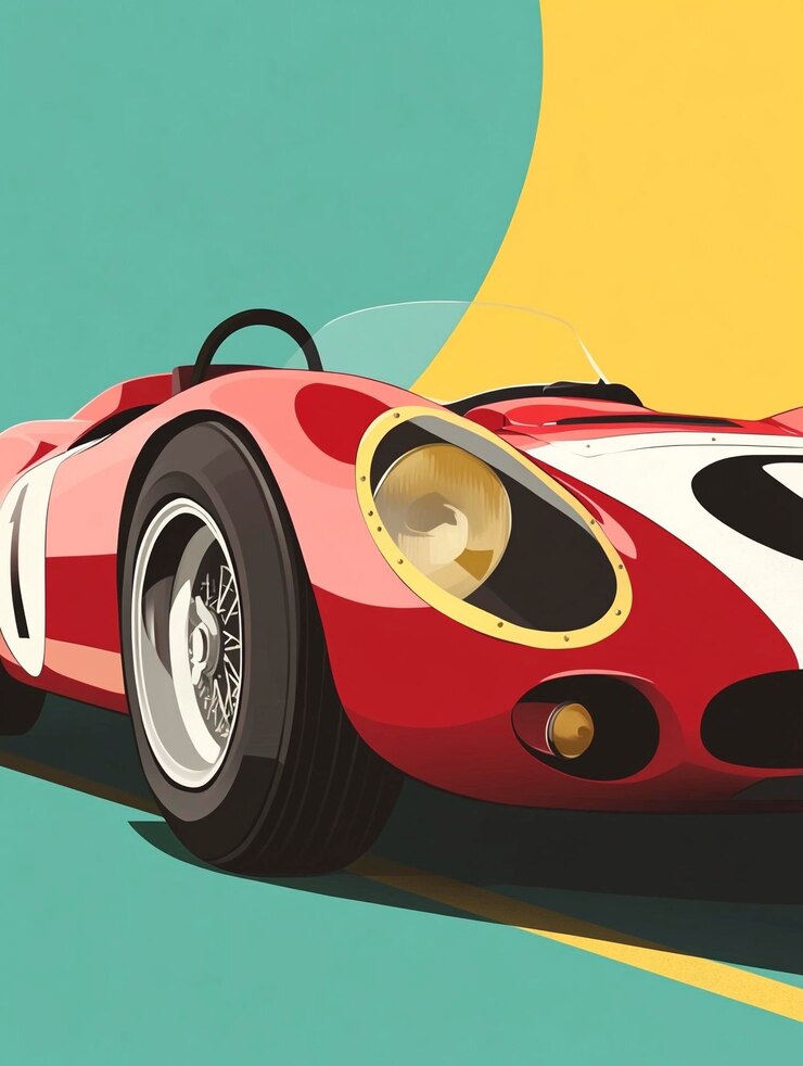 Photo design plat minimaliste art voiture rouge clair