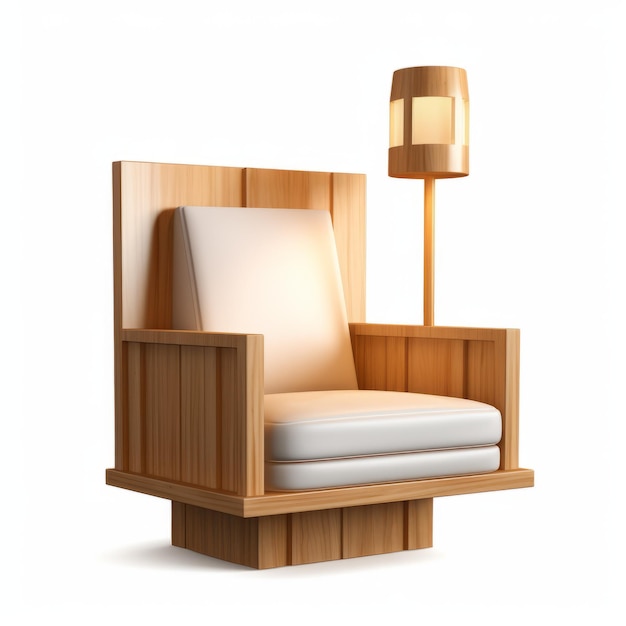 Design rendu en 3D du fauteuil en bois Sconce mural