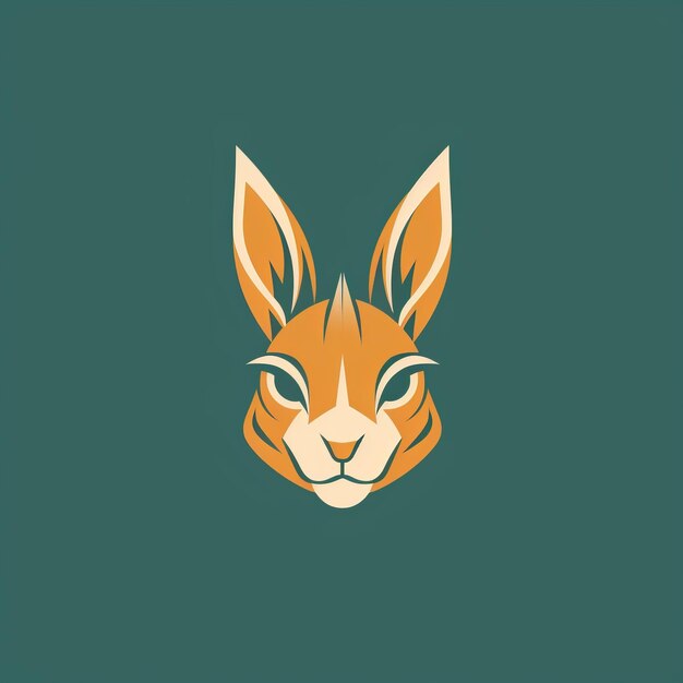 Photo design simple du logo du lapin avec des oreilles orange