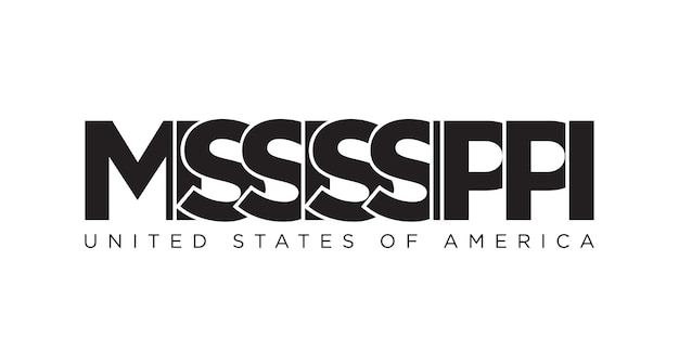 Photo design de slogan de la typographie du mississippi aux états-unis logo de l'amérique avec des lettres graphiques de la ville pour les produits imprimés et web