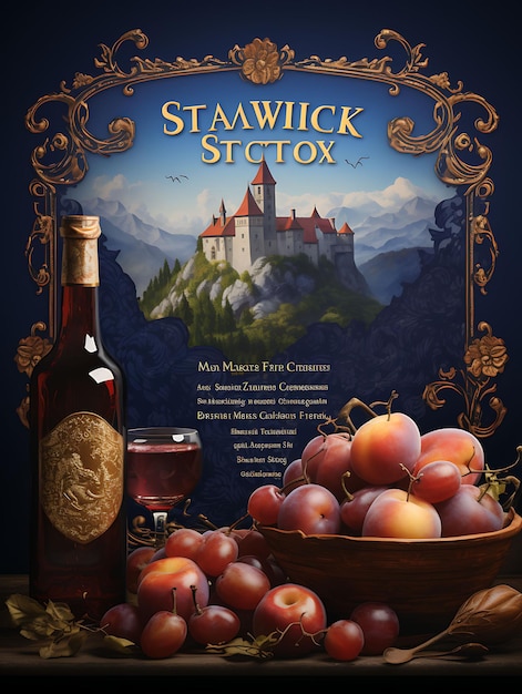 Photo design de la slovaquie slivovitz prunes patates pourpre et teals orné s affiche flyer menu figma web