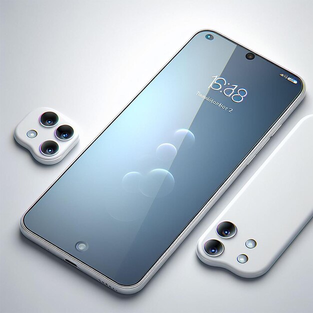 Design de smartphone blanc réaliste avec trois caméras