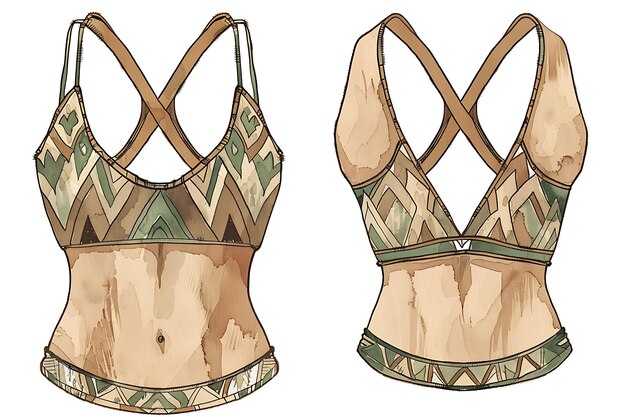 Photo design de soutien-gorge sportif avec des motifs inspirés des tribus sur le côté outline art idées de concept créatif