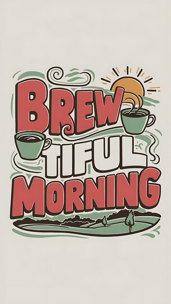 Photo design de t-shirt brewtiful morning avec des cliparts